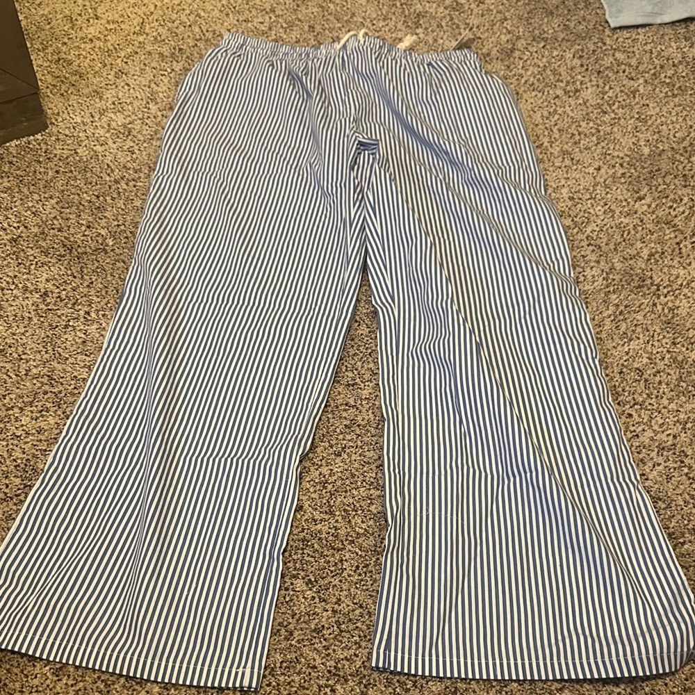 Blue and White Striped Pants